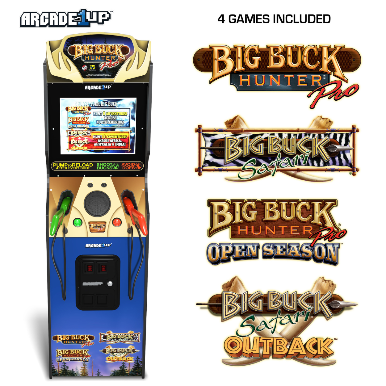 Arcade1up Big Buck Hunter Pro Deluxe Arcade Machine 4-in-1 Games