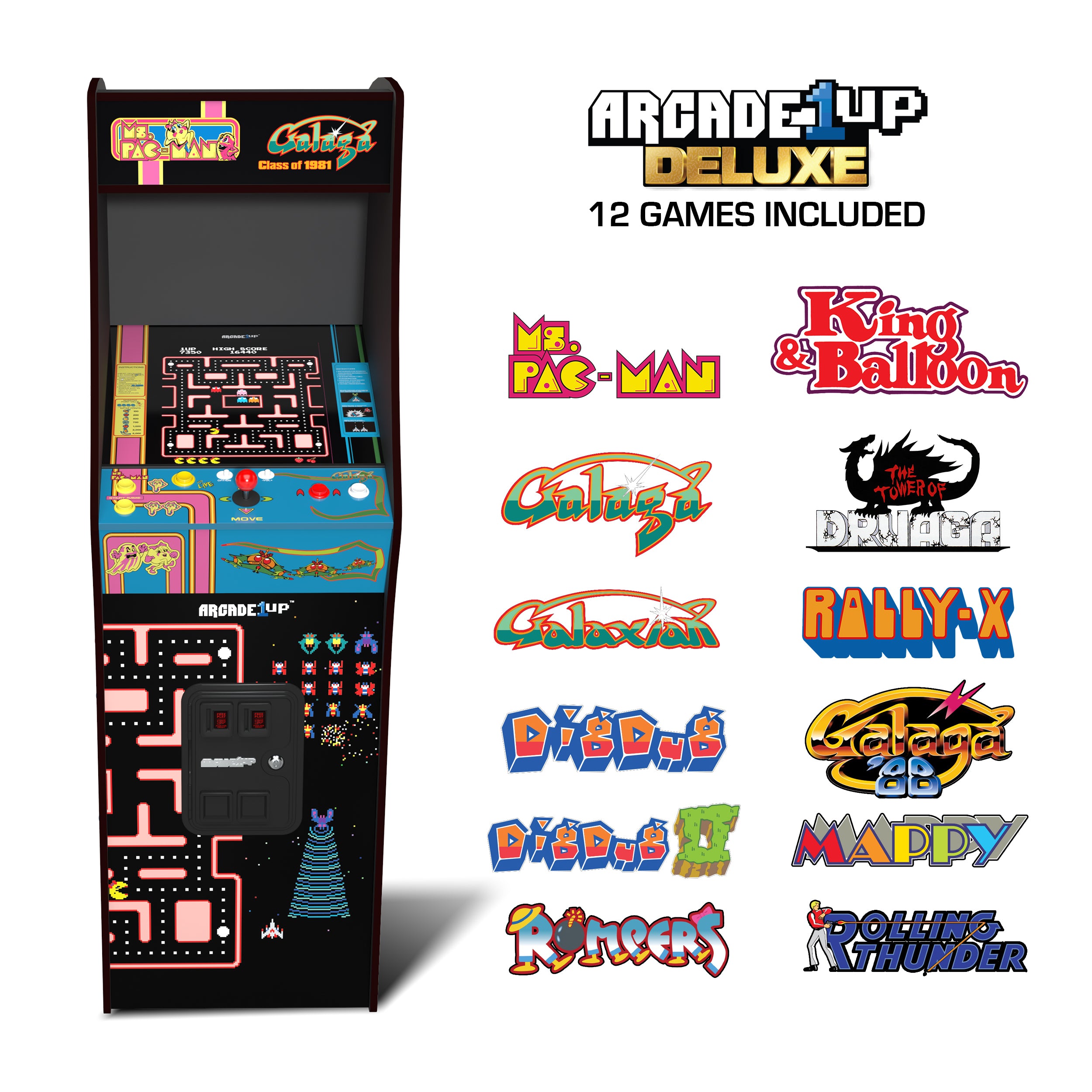 Arcade1up Ms. PAC-MAN & GALAGA Class of ‘81 Deluxe Arcade Machine 12-in-1 Game