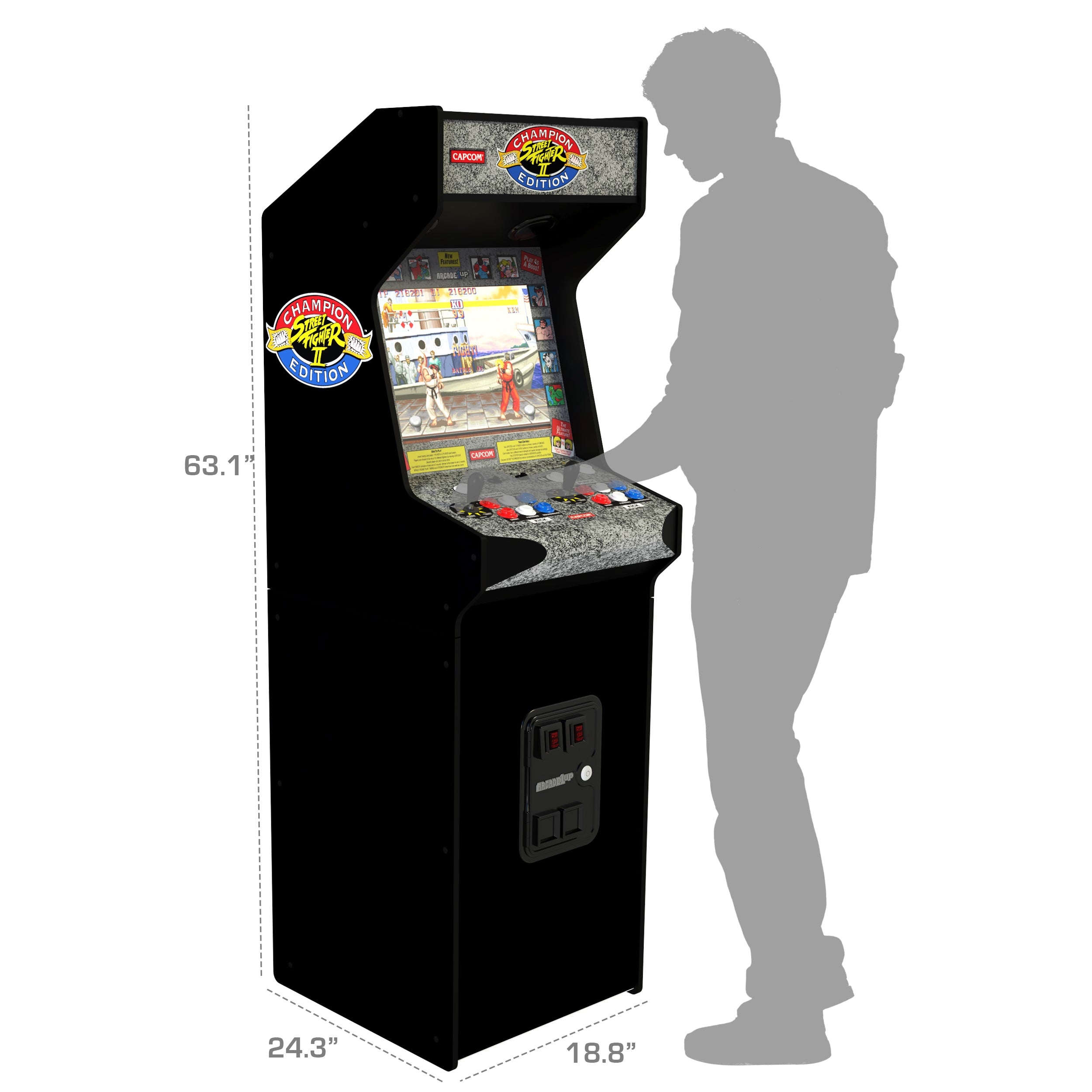 Arcade1Up Street Fighter II: CHAMPION EDITION - 14-in-1 Deluxe Arcade Machine with Light-Up Marquee