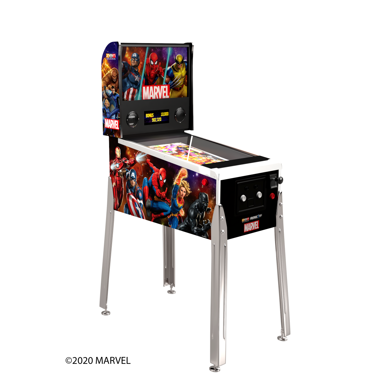 Arcade1Up Marvel Pinball Machine Side