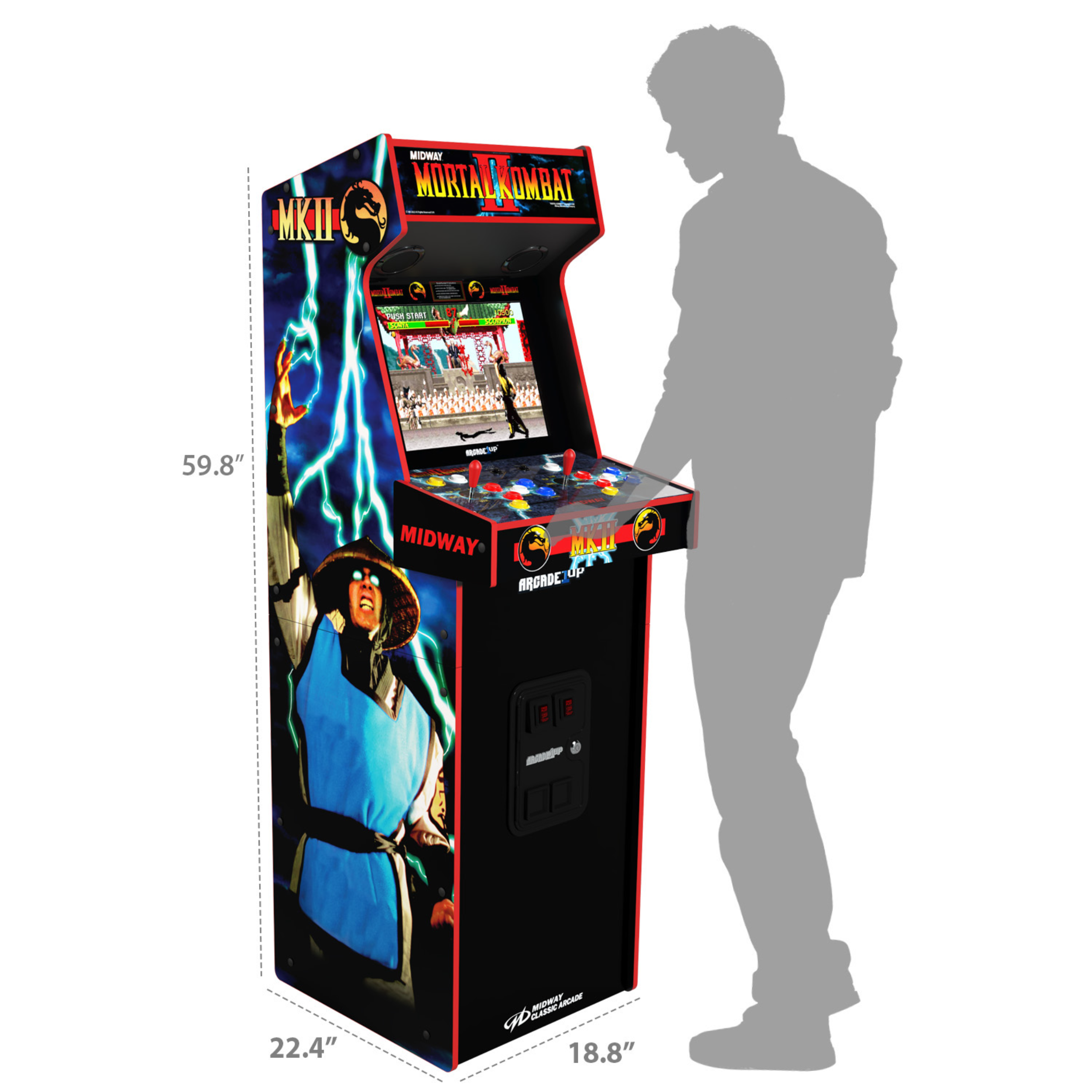 Arcade1Up Mortal Kombat II: 14-in-1 Deluxe Arcade Machine with Light-Up Marquee